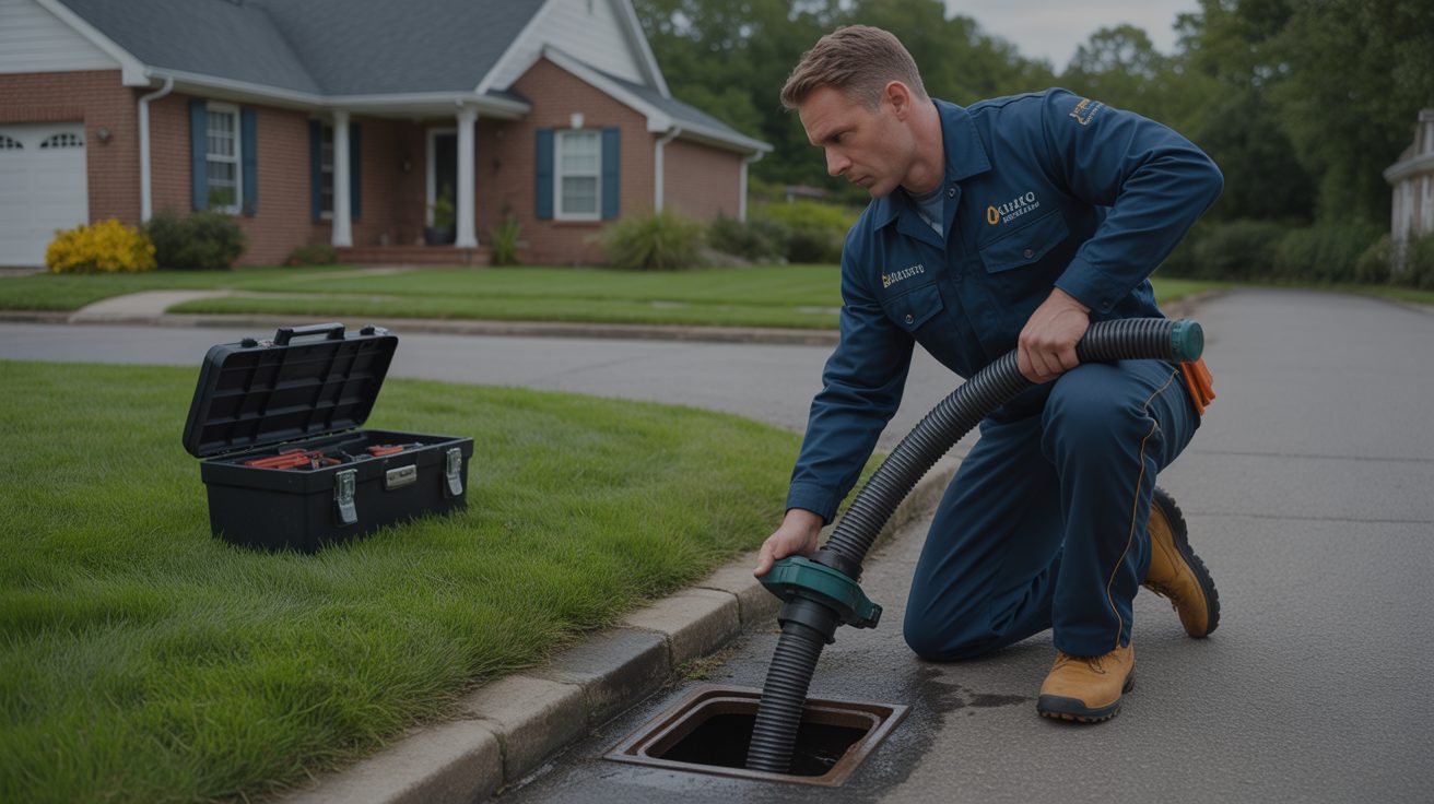 Sewer Line Repair technician working on-site in Calgary